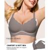 imageHORISUN Womens No Underwire Bras Supportive Scalloped V Neck T Shirt Bra Comfortable Wireless Seamless Push Up BraletteGrey