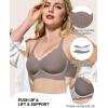 imageHORISUN Womens No Underwire Bras Supportive Scalloped V Neck T Shirt Bra Comfortable Wireless Seamless Push Up BraletteGrey