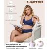 imageHORISUN Womens No Underwire Bras Supportive Scalloped V Neck T Shirt Bra Comfortable Wireless Seamless Push Up BraletteNavy Blue