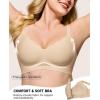 imageHORISUN Womens No Underwire Bras Supportive Scalloped V Neck T Shirt Bra Comfortable Wireless Seamless Push Up BraletteNude