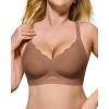 imageHORISUN Womens No Underwire Bras Supportive Scalloped V Neck T Shirt Bra Comfortable Wireless Seamless Push Up BraletteCoffee