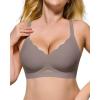 imageHORISUN Womens No Underwire Bras Supportive Scalloped V Neck T Shirt Bra Comfortable Wireless Seamless Push Up BraletteGrey
