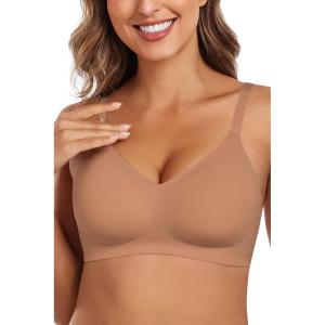 imageHORISUN Womens Bras Comfortable Wireless Push Up Bra Seamless Full Coverage No Underwire Bralettes for Women with SupportCoffee