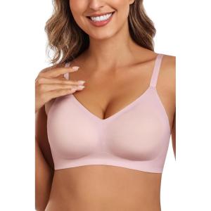 imageHORISUN Womens Bras Comfortable Wireless Push Up Bra Seamless Full Coverage No Underwire Bralettes for Women with SupportPink