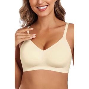 imageHORISUN Womens Bras Comfortable Wireless Push Up Bra Seamless Full Coverage No Underwire Bralettes for Women with SupportWhite
