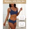 imageHORISUN Wireless T Shirt Bra Seamless Push Up Bralette Full Coverage V Neck Comfortable Bras for WomenNavy Blue