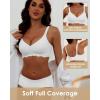 imageHORISUN Wireless T Shirt Bra Seamless Push Up Bralette Full Coverage V Neck Comfortable Bras for WomenWhite