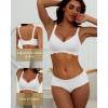 imageHORISUN Wireless T Shirt Bra Seamless Push Up Bralette Full Coverage V Neck Comfortable Bras for WomenWhite