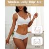 imageHORISUN Wireless T Shirt Bra Seamless Push Up Bralette Full Coverage V Neck Comfortable Bras for WomenWhite