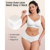 imageHORISUN No Underwire Full Coverage Bra V Neck Mesh Lace Bralette Back Fat Coverage Wireless Bras for WomenPure White