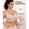 imageHORISUN Wireless Bras for Women No Underwire Bra with Soft Support V Neck Mesh Lace Bralette Everyday BrasLight Pink