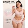 imageHORISUN Wireless Bras for Women No Underwire Bra with Soft Support V Neck Mesh Lace Bralette Everyday BrasLight Pink