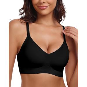imageHORISUN Womens Wireless Seamless Pullover Bra with Soft Support Vest No Underwire Criss Cross Back T Shirt BraBlack