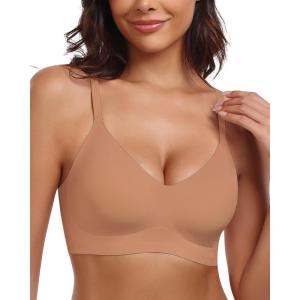 imageHORISUN Womens Wireless Seamless Pullover Bra with Soft Support Vest No Underwire Criss Cross Back T Shirt BraCoffee