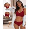 imageHORISUN Comfortable Seamless Full Coverage Bra for Women Wireless Bras with Soft Support Regular and Plus SizeBurgundy Red