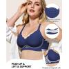 imageHORISUN Womens No Underwire Bras Supportive Scalloped V Neck Tshirt Bra Comfortable Wireless Seamless Push Up BraletteNavy Blue