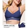 imageHORISUN Womens No Underwire Bras Supportive Scalloped V Neck Tshirt Bra Comfortable Wireless Seamless Push Up BraletteNavy Blue