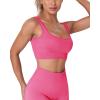 imageHORISUN Workout Sets for Women 2 Piece Outfits Seamless Ribbed Crop Tank Top Sports Bra High Waist Biker Shorts Yoga Leggings
