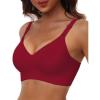 imageHORISUN Comfortable Seamless Full Coverage Bra for Women Wireless Bras with Soft Support Regular and Plus SizeBurgundy Red