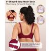 imageHORISUN No Underwire Full Coverage Bra V Neck Mesh Lace Bralette Seamless Wireless Bras for Women with Soft Support Black ampamp Nude SBurgundy