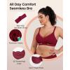 imageHORISUN No Underwire Full Coverage Bra V Neck Mesh Lace Bralette Seamless Wireless Bras for Women with Soft Support Black ampamp Nude SBurgundy