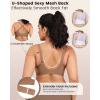 imageHORISUN No Underwire Full Coverage Bra V Neck Mesh Lace Bralette Seamless Wireless Bras for Women with Soft Support Black ampamp Nude SCoffee  Nude
