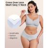 imageHORISUN No Underwire Full Coverage Bra V Neck Mesh Lace Bralette Seamless Wireless Bras for Women with Soft Support Black ampamp Nude SLight Blue