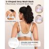 imageHORISUN No Underwire Full Coverage Bra V Neck Mesh Lace Bralette Seamless Wireless Bras for Women with Soft Support Black ampamp Nude SPure White