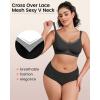 imageHORISUN No Underwire Bra for Women Wireless Bras with Soft Support V Neck Mesh Lace Seamless Comfort BraBlack  Nude