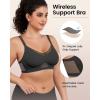 imageHORISUN No Underwire Bra for Women Wireless Bras with Soft Support V Neck Mesh Lace Seamless Comfort BraBlack  Nude