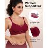 imageHORISUN No Underwire Bra for Women Wireless Bras with Soft Support V Neck Mesh Lace Seamless Comfort BraBurgundy