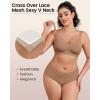imageHORISUN No Underwire Bra for Women Wireless Bras with Soft Support V Neck Mesh Lace Seamless Comfort BraCoffee  Nude