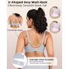 imageHORISUN No Underwire Bra for Women Wireless Bras with Soft Support V Neck Mesh Lace Seamless Comfort BraLight Blue