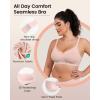 imageHORISUN No Underwire Bra for Women Wireless Bras with Soft Support V Neck Mesh Lace Seamless Comfort BraLight Pink