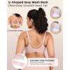 imageHORISUN No Underwire Bra for Women Wireless Bras with Soft Support V Neck Mesh Lace Seamless Comfort BraLight Pink