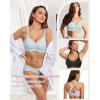 imageHORISUN Wireless Seamless Bras for Women No Underwire Wavy V Neck Soft Support Full Coverage Comfortable BraLight Blue