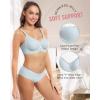 imageHORISUN Wireless Seamless Bras for Women No Underwire Wavy V Neck Soft Support Full Coverage Comfortable BraLight Blue