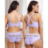 imageHORISUN Wireless Seamless Bras for Women No Underwire Wavy V Neck Soft Support Full Coverage Comfortable BraLight Purple