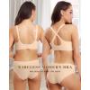imageHORISUN Wireless Seamless Bras for Women No Underwire Wavy V Neck Soft Support Full Coverage Comfortable BraNude