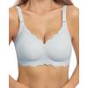 imageHORISUN Wireless Seamless Bras for Women No Underwire Wavy V Neck Soft Support Full Coverage Comfortable BraLight Blue