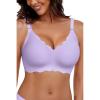 imageHORISUN Wireless Seamless Bras for Women No Underwire Wavy V Neck Soft Support Full Coverage Comfortable BraLight Purple
