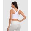 imageHORISUN Womens Ruched VNeck Longline Sports Bra Racerback Paded Yoga Activewear Moisture Wicking Low Cut Crop Tank Top WhiteXL
