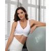 imageHORISUN Womens Ruched VNeck Longline Sports Bra Racerback Paded Yoga Activewear Moisture Wicking Low Cut Crop Tank Top WhiteXL