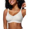 imageHORISUN Lace Jelly Bras for Women No Underwire Seamless Wireless V Neck Push Up No Wire Full Coverage BralettesLace White