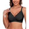 imageHORISUN Womens Wireless Comfortable Bra Seamless Bras No Underwire Push Up Deep V Scalloped Bralettes with SupportBlack