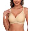 imageHORISUN Womens Wireless Comfortable Bra Seamless Bras No Underwire Push Up Deep V Scalloped Bralettes with SupportNude