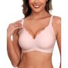 imageHORISUN Womens Wireless Comfortable Bra Seamless Bras No Underwire Push Up Deep V Scalloped Bralettes with SupportPink