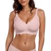 imageHORISUN Womens Wireless Bras Comfortable Push Up Bra V Neck No Underwire with Sort Support Seamless Bralette PinkS