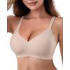 imageHORISUN Push Up Bra No Underwire Seamless Bralettes for Women with Support VNeck Womens Cross Back Bras Brown XXLarge