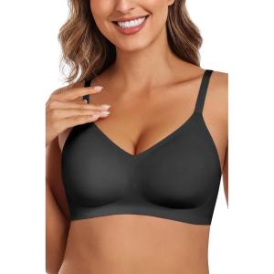 imageHORISUN Women Bras Push Up Wireless Plus Size No Underwire Black XXLarge